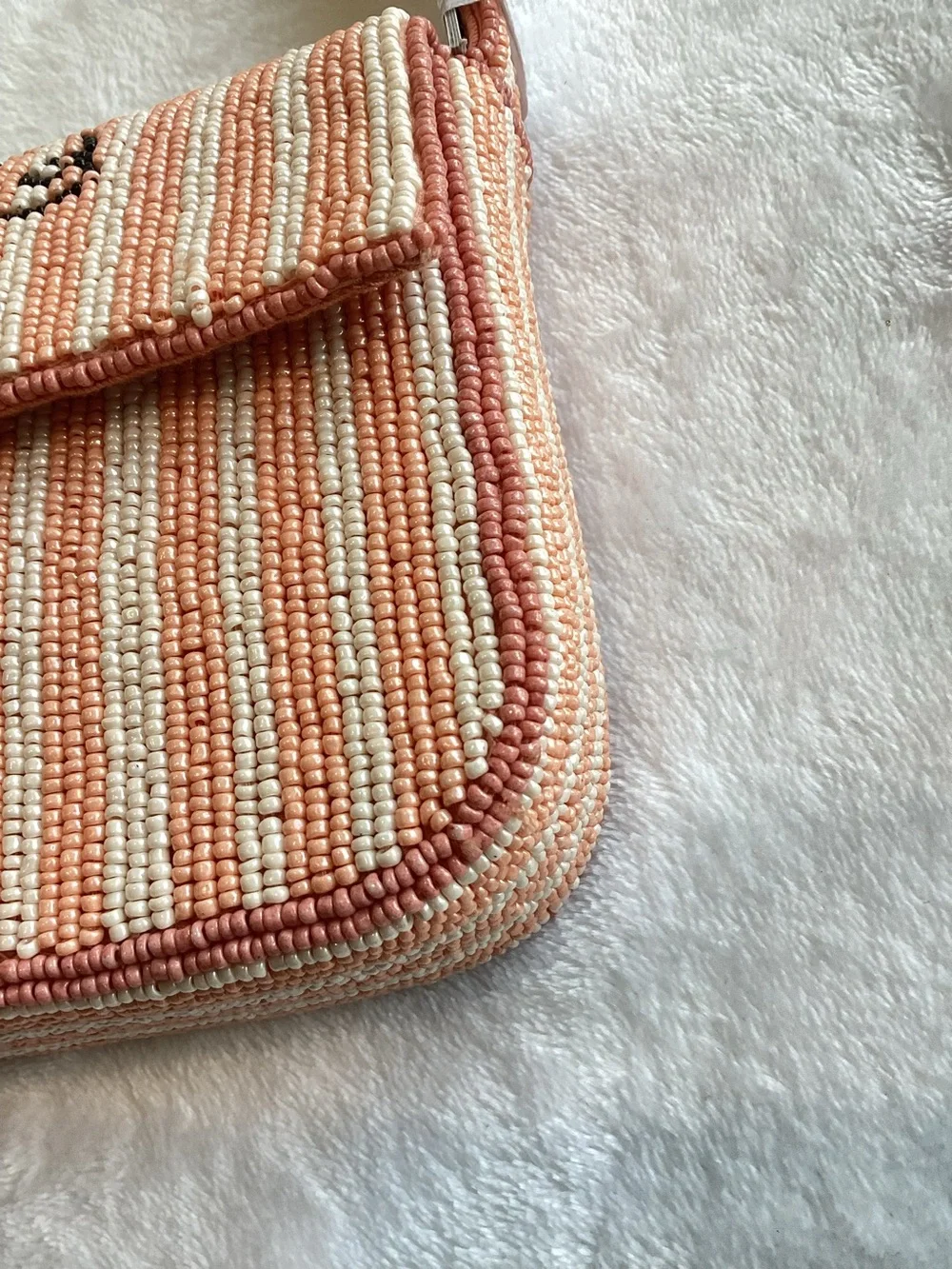 Anthropologie Peach Beaded Telephone Crossbody